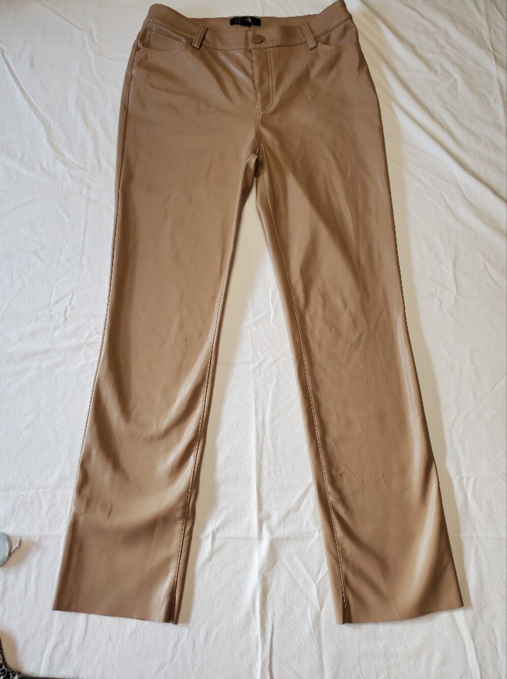Renuar Camel Faux Leather Fleece Lined 5-Pocket Straight Leg Pants Size 4